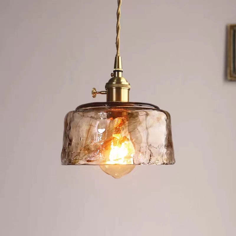 Novaro Retro LED Pendant Lights in Gold Metal and Glass for Bedroom, Living Room, Dining Room