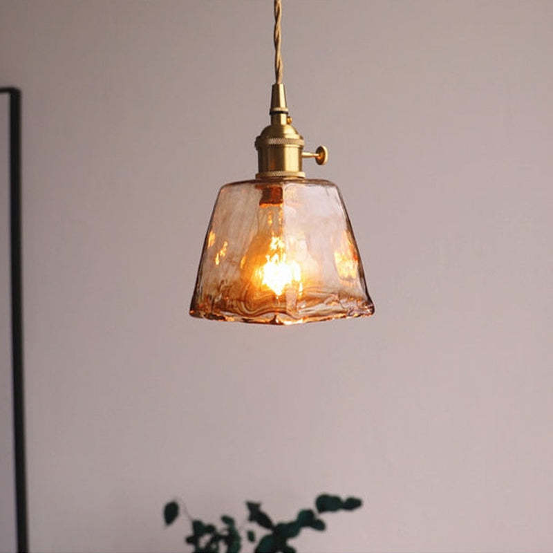 Novaro Retro LED Pendant Lights in Gold Metal and Glass for Bedroom, Living Room, Dining Room