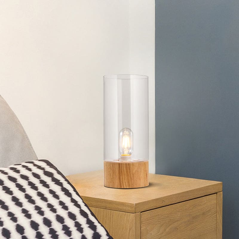 Aureo | Stylish Cylindrical Table Lamp with Wooden Base