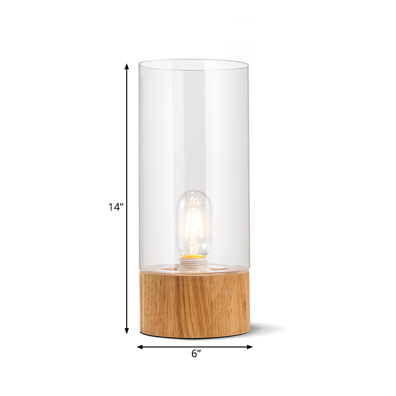 Aureo | Stylish Cylindrical Table Lamp with Wooden Base