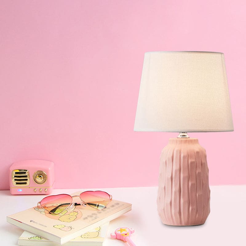 Liora | Designer Table Lamp With Cone Shade And Ceramic Cylinder Base