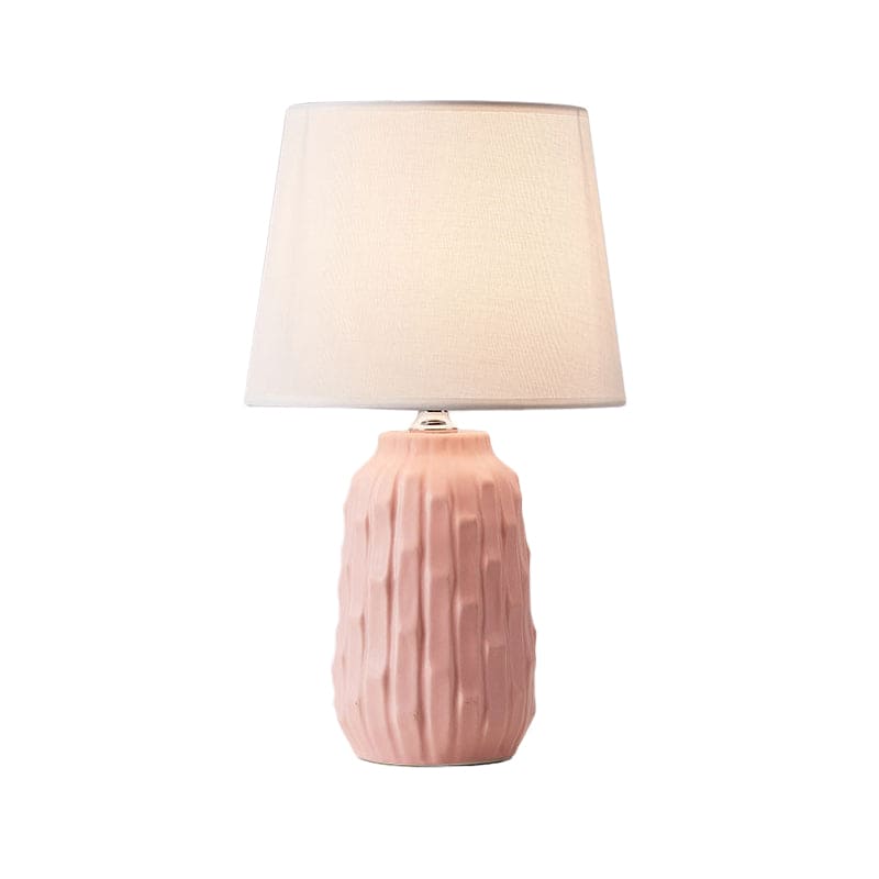 Liora | Designer Table Lamp With Cone Shade And Ceramic Cylinder Base