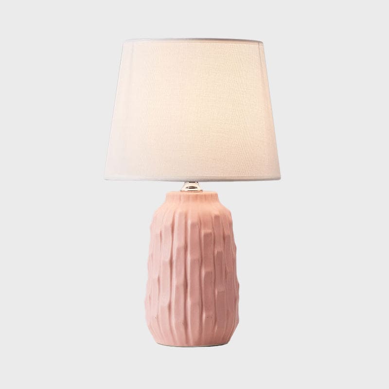 Liora | Designer Table Lamp With Cone Shade And Ceramic Cylinder Base