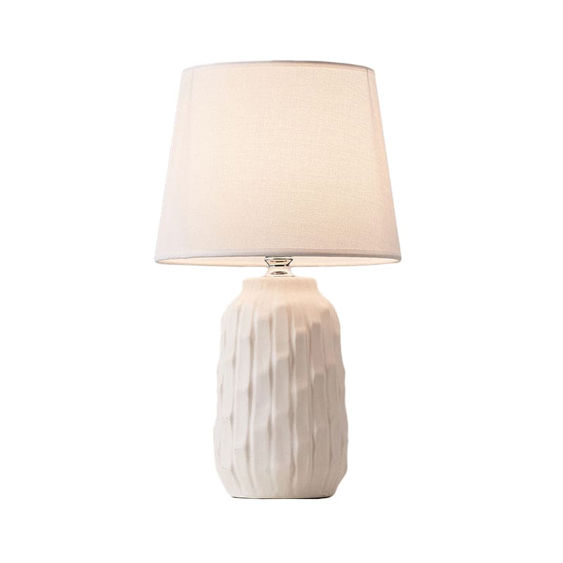 Liora | Designer Table Lamp With Cone Shade And Ceramic Cylinder Base
