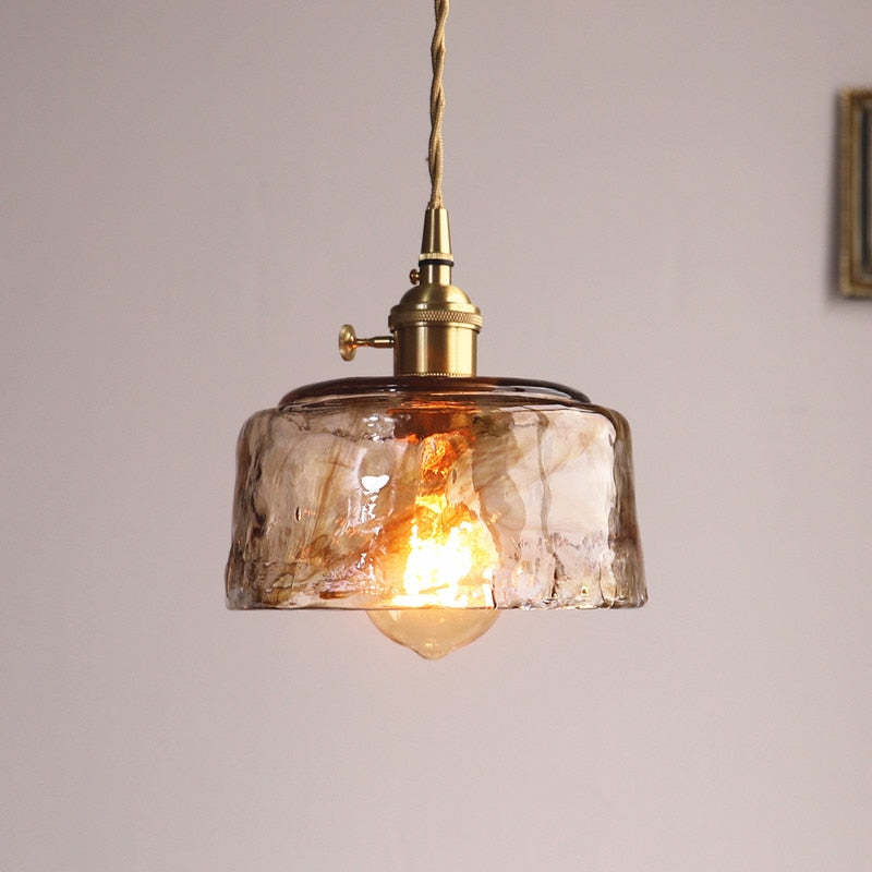 Novaro Retro LED Pendant Lights in Gold Metal and Glass for Bedroom, Living Room, Dining Room