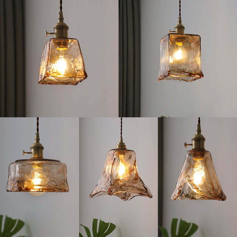 Novaro Retro LED Pendant Lights in Gold Metal and Glass for Bedroom, Living Room, Dining Room