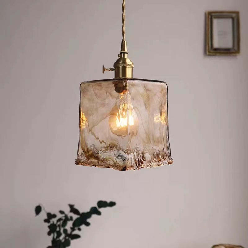 Novaro Retro LED Pendant Lights in Gold Metal and Glass for Bedroom, Living Room, Dining Room