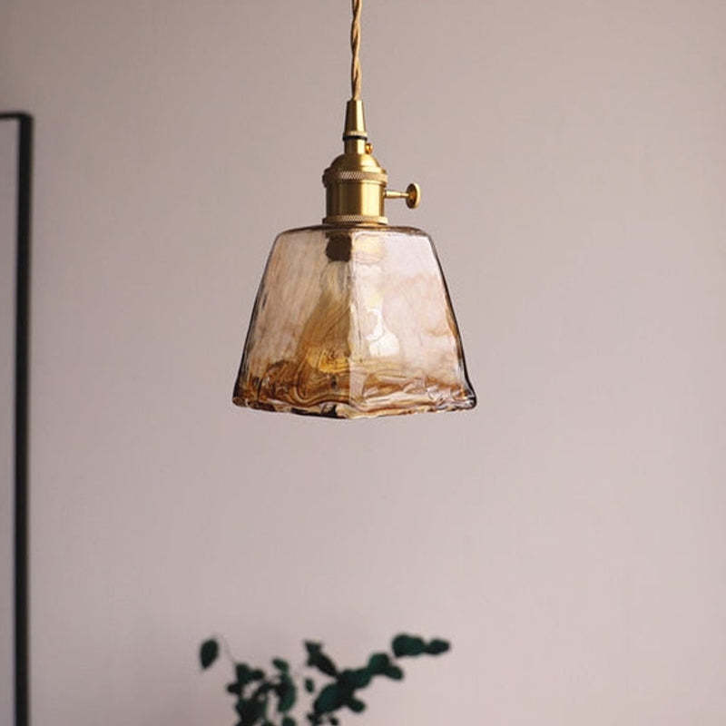 Novaro Retro LED Pendant Lights in Gold Metal and Glass for Bedroom, Living Room, Dining Room