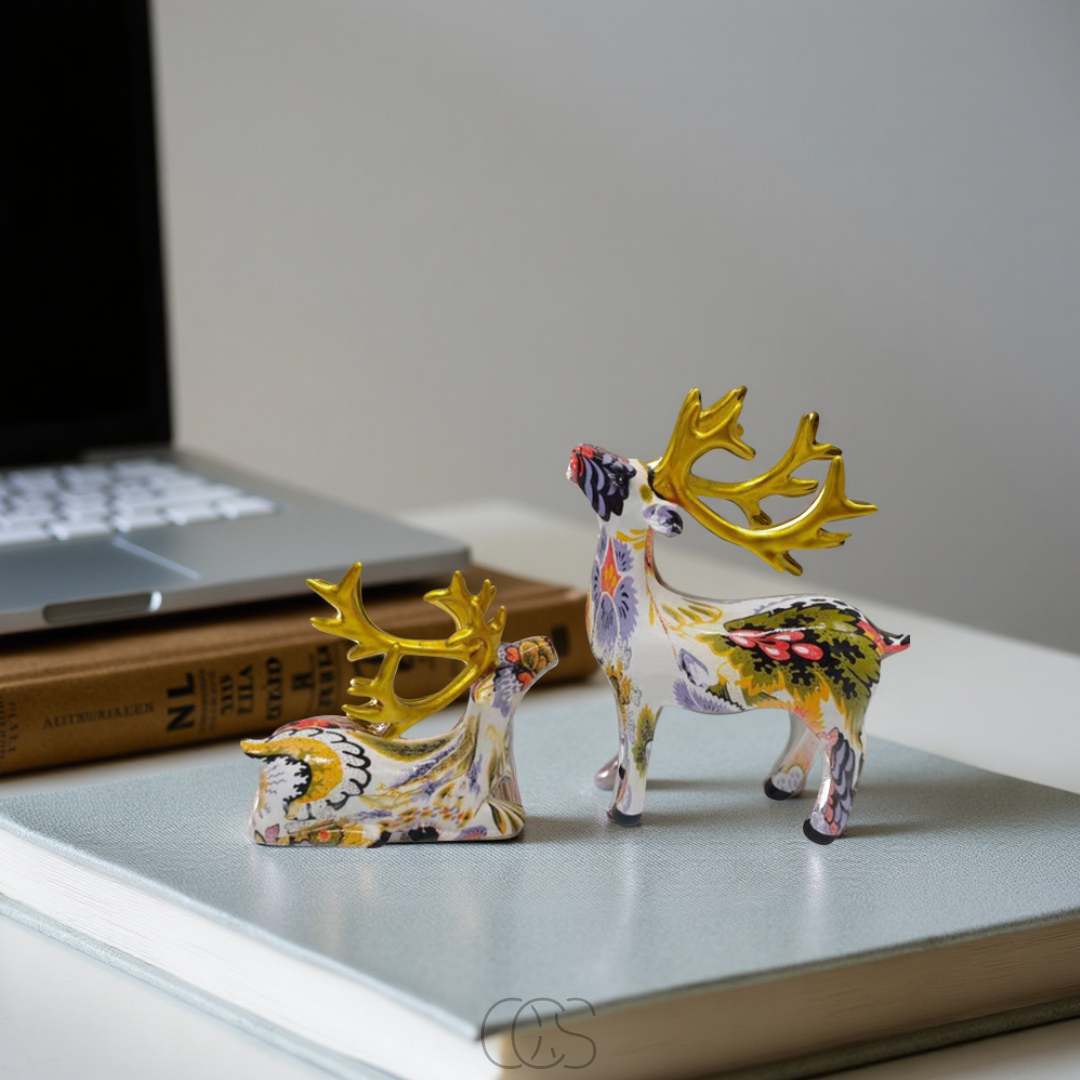 Lereks - Abstract Deer Sculpture - Decorative Table Sculpture in Resin