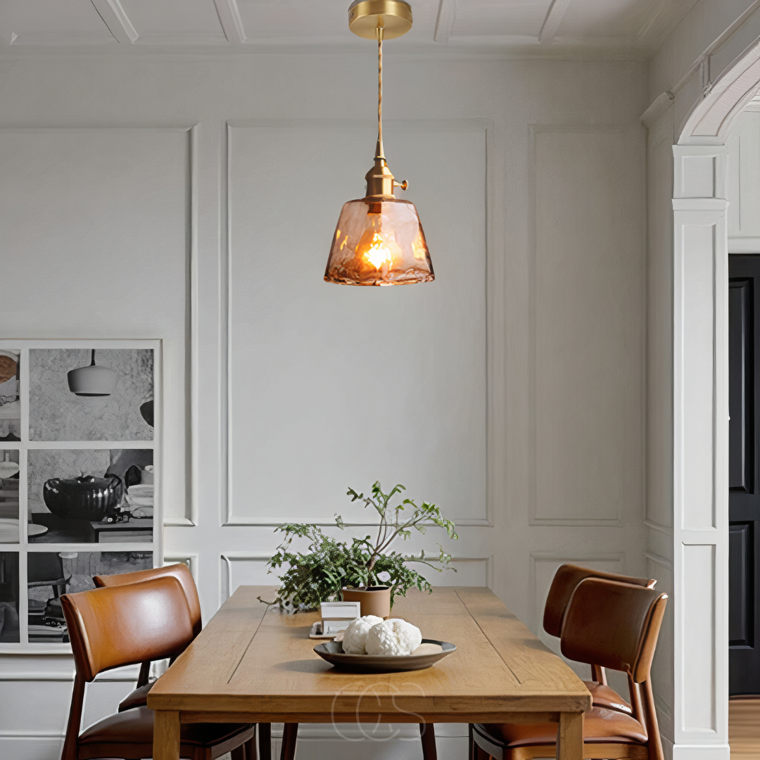 Lereks - Amber Glass Pendant Lamp – Warm Light & Stylish Design