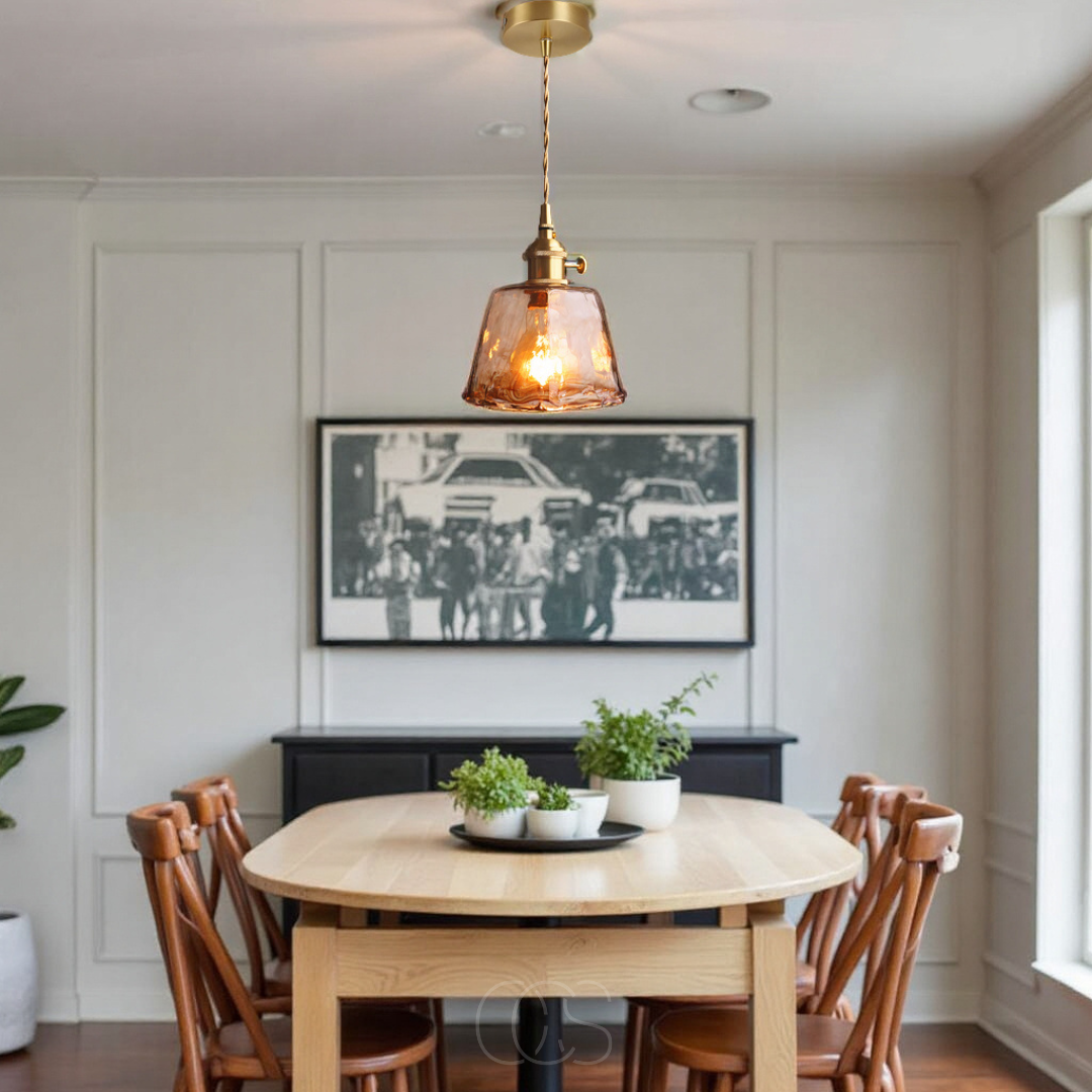 Lereks - Amber Glass Pendant Lamp – Warm Light & Stylish Design
