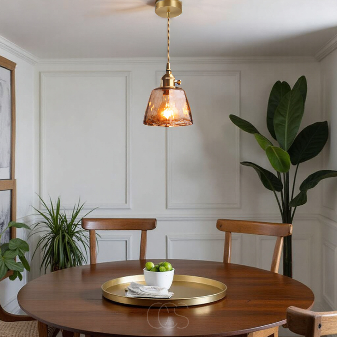 Lereks - Amber Glass Pendant Lamp – Warm Light & Stylish Design