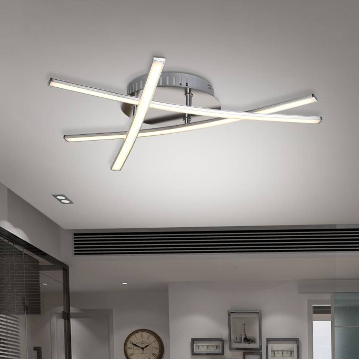 Lereks - LED-kattovalaisin kolmionmuotoinen - satiininikkeli design-valaisin