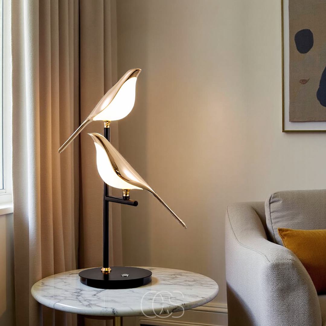 Lereks - LED-Tischlampe mit goldenem Vogel – Warmes atmosphärisches Licht