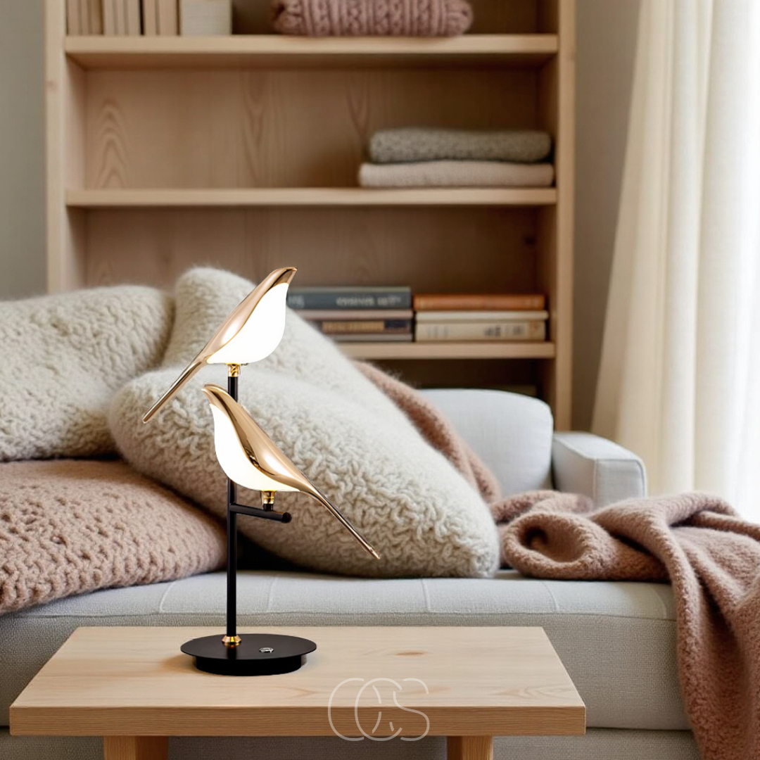 Lereks - LED-Tischlampe mit goldenem Vogel – Warmes atmosphärisches Licht