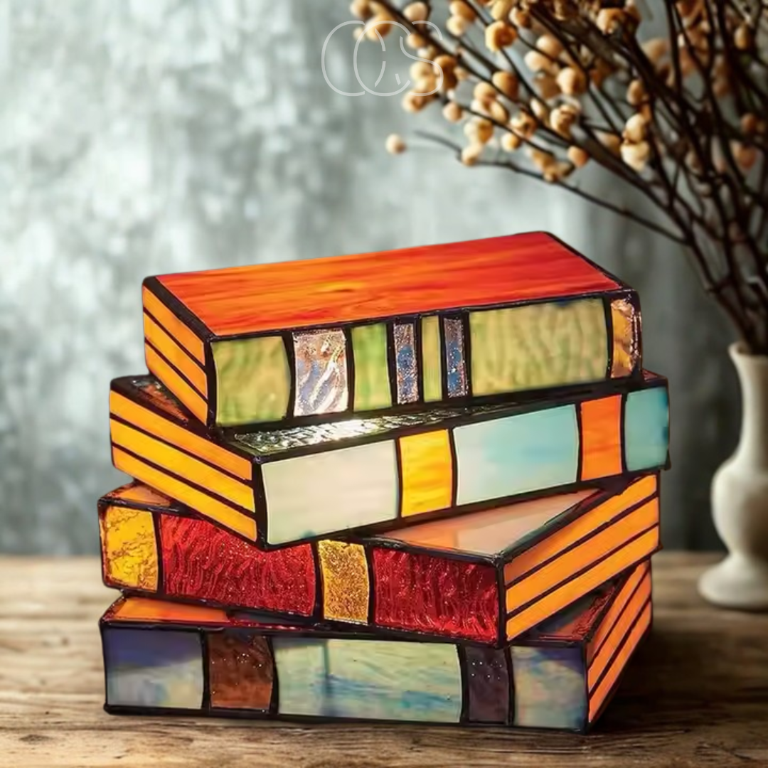 Lereks - Mosaic Book Lamp - Wireless Tiffany Table Lamp