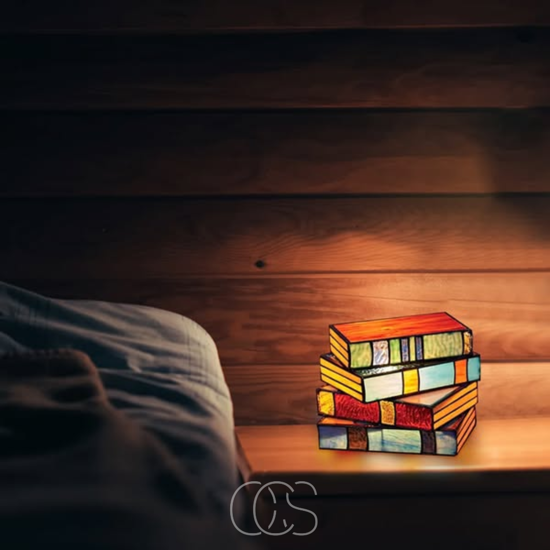 Lereks - Mosaic Book Lamp - Wireless Tiffany Table Lamp