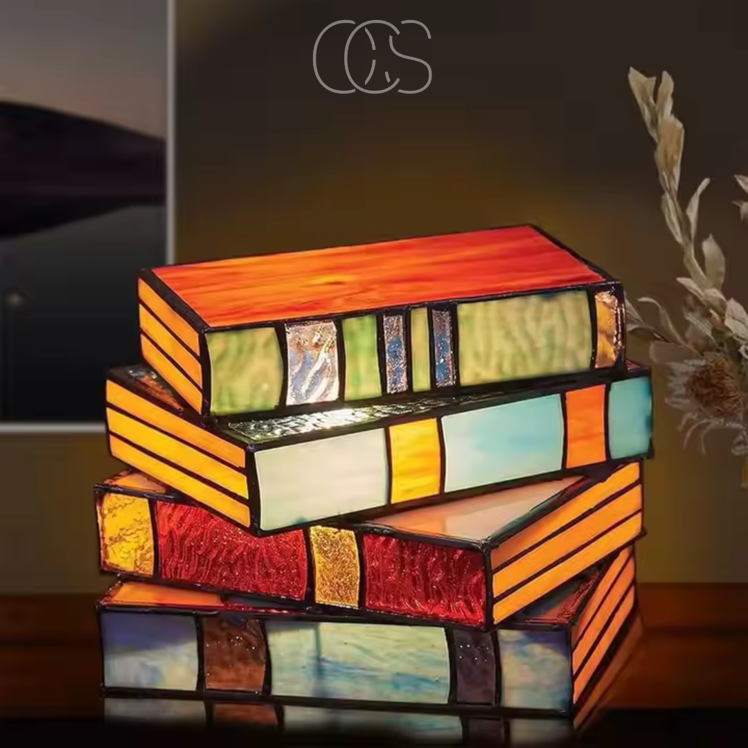 Lereks - Mosaic Book Lamp - Wireless Tiffany Table Lamp
