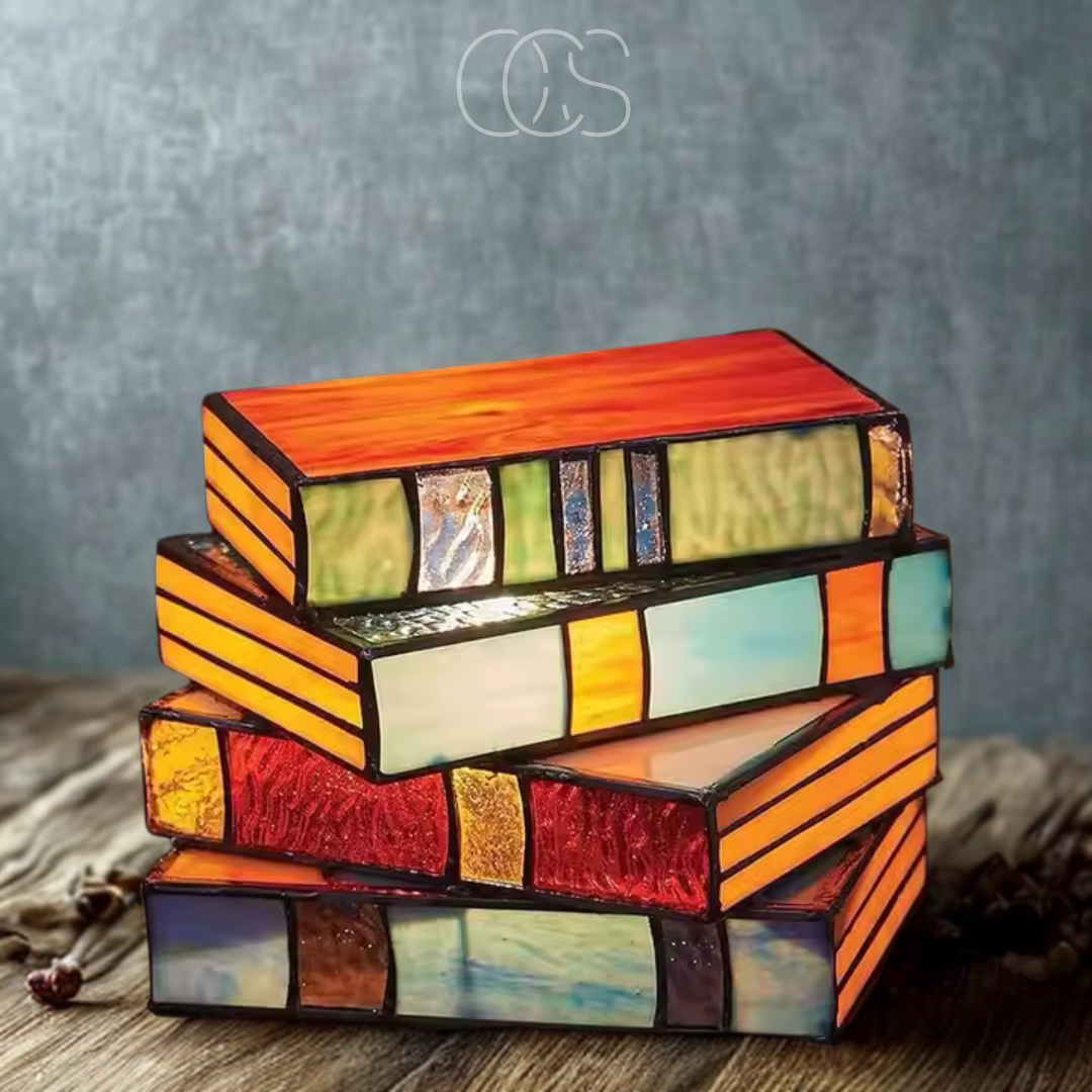 Lereks - Mosaic Book Lamp - Wireless Tiffany Table Lamp