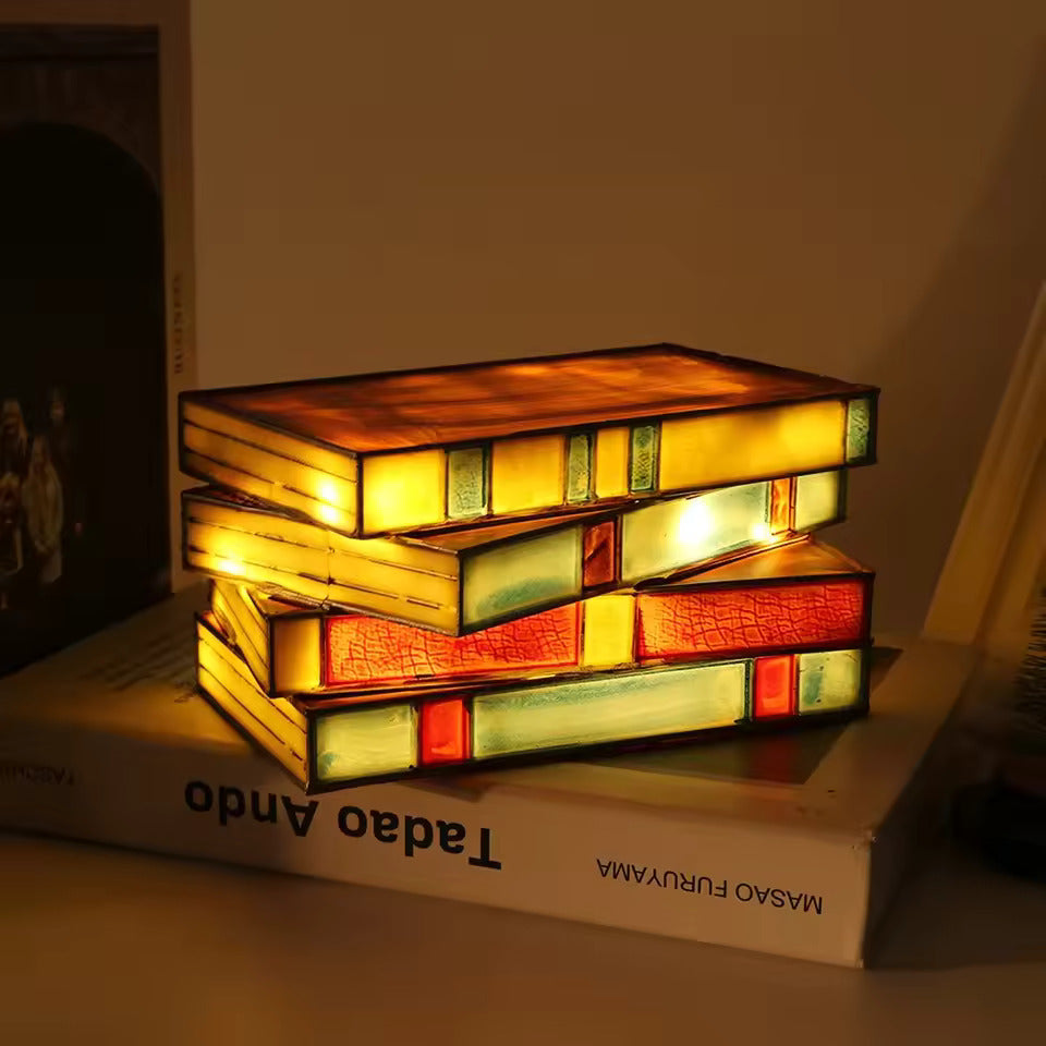 Lereks - Mosaic Book Lamp - Wireless Tiffany Table Lamp