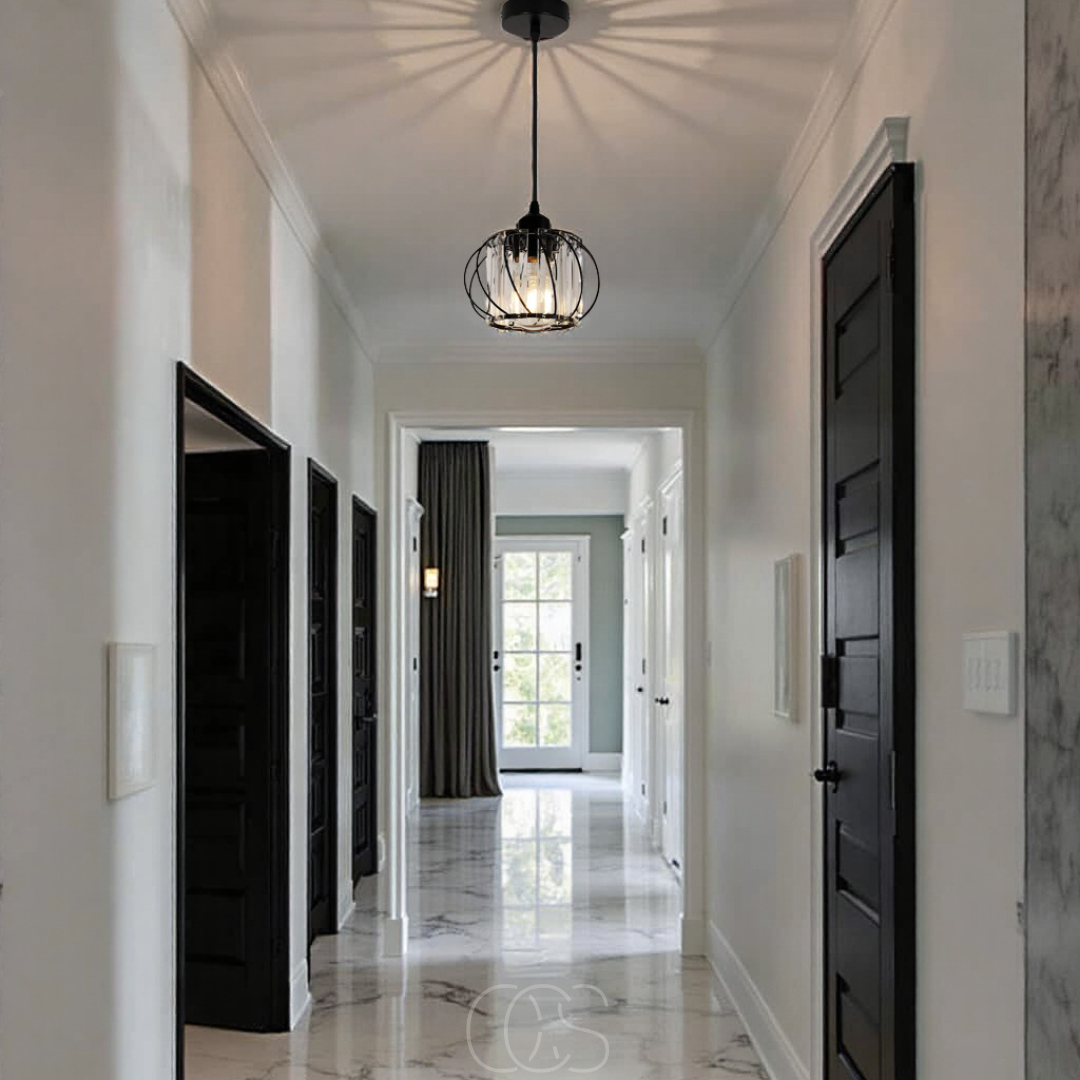Lereks - Nordic Pendant Lamp with Spherical Glass - Black Design