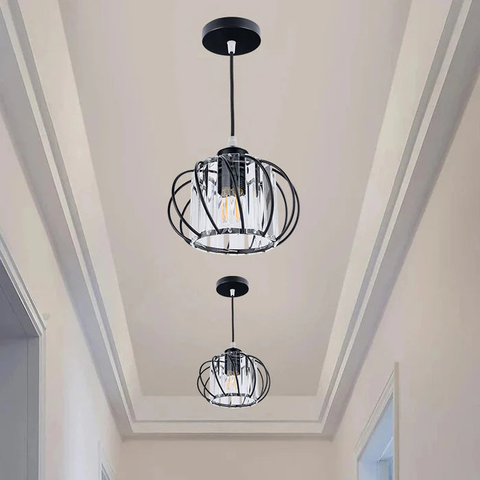 Lereks - Nordic Pendant Lamp with Spherical Glass - Black Design
