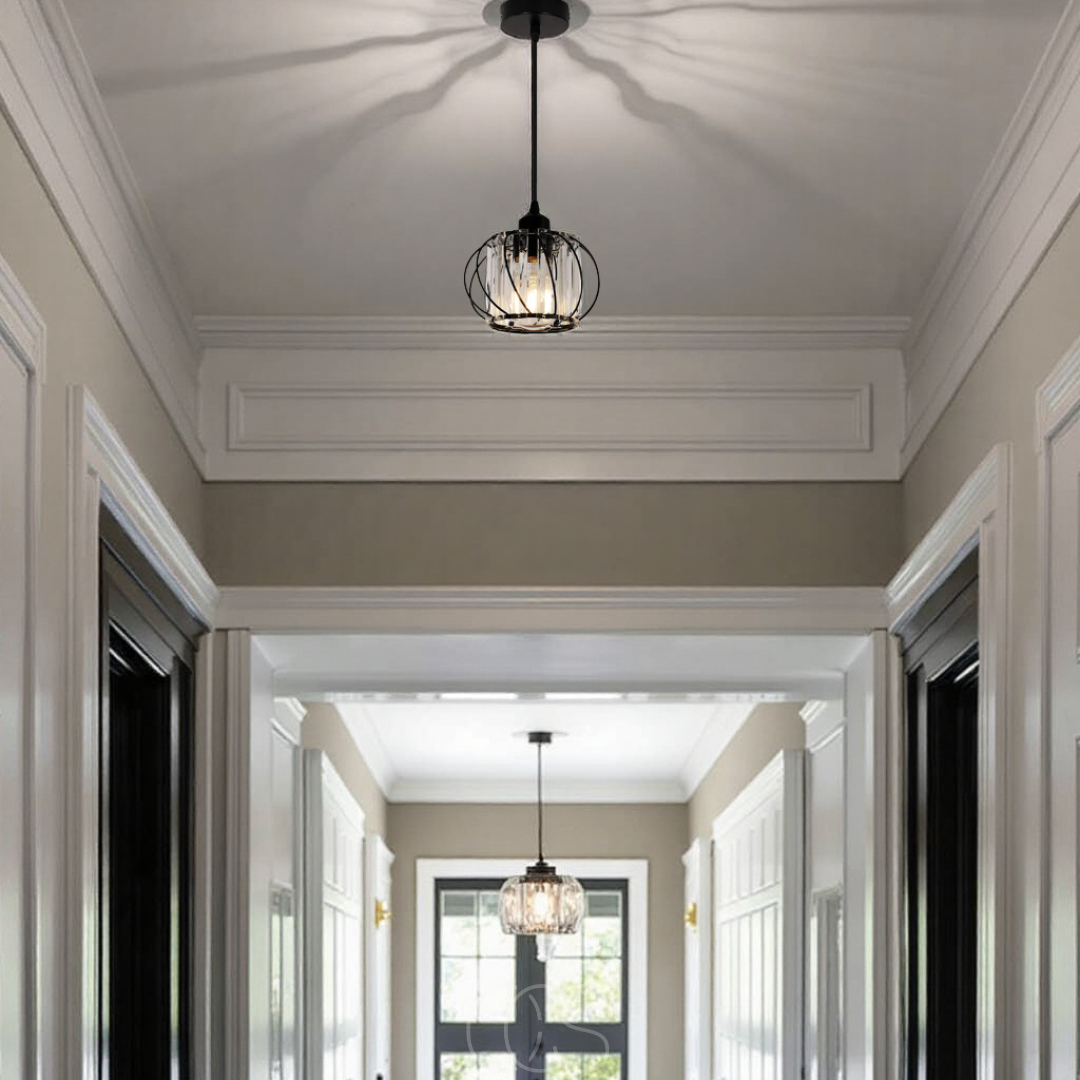 Lereks - Nordic Pendant Lamp with Spherical Glass - Black Design