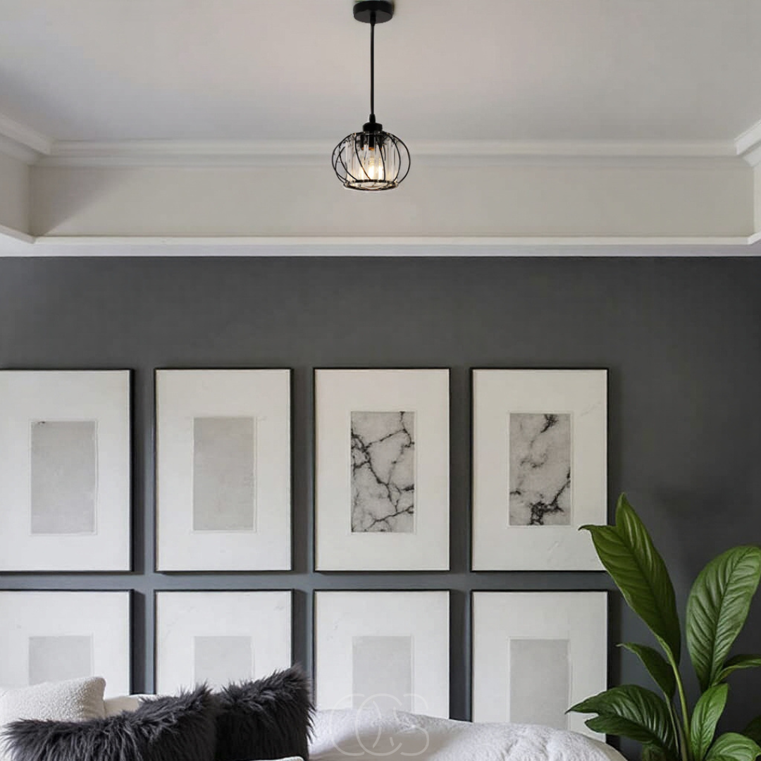 Lereks - Nordic Pendant Lamp with Spherical Glass - Black Design