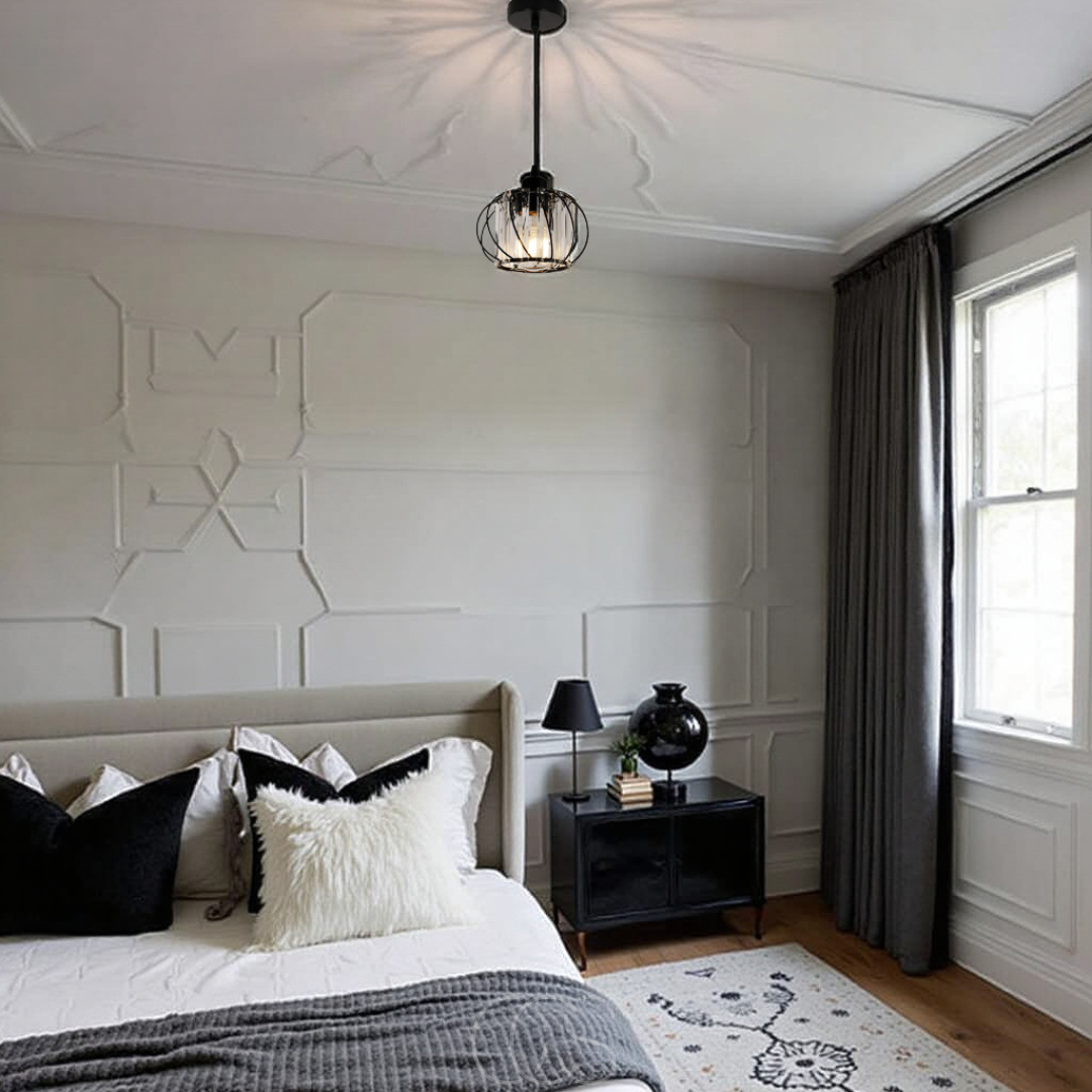 Lereks - Nordic Pendant Lamp with Spherical Glass - Black Design