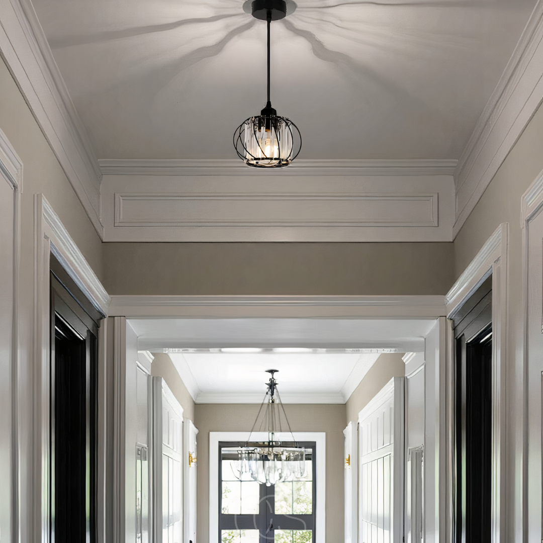 Lereks - Nordic Pendant Lamp with Spherical Glass - Black Design