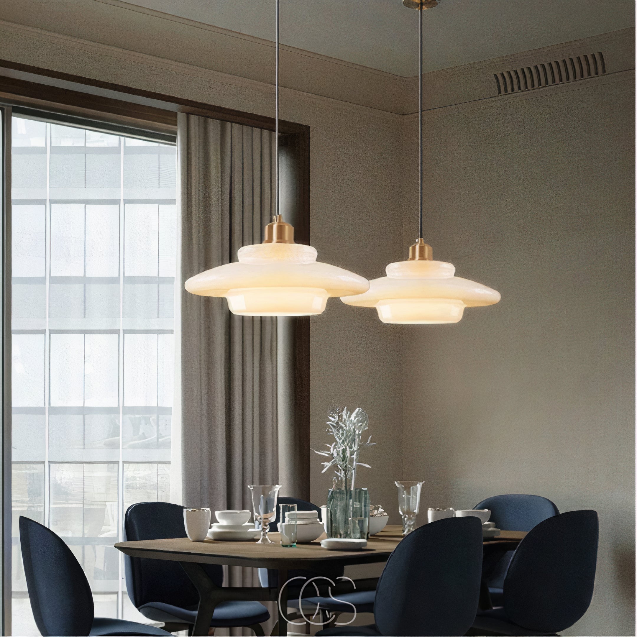 Lereks - Perle pendant lamp - Brass & Glass