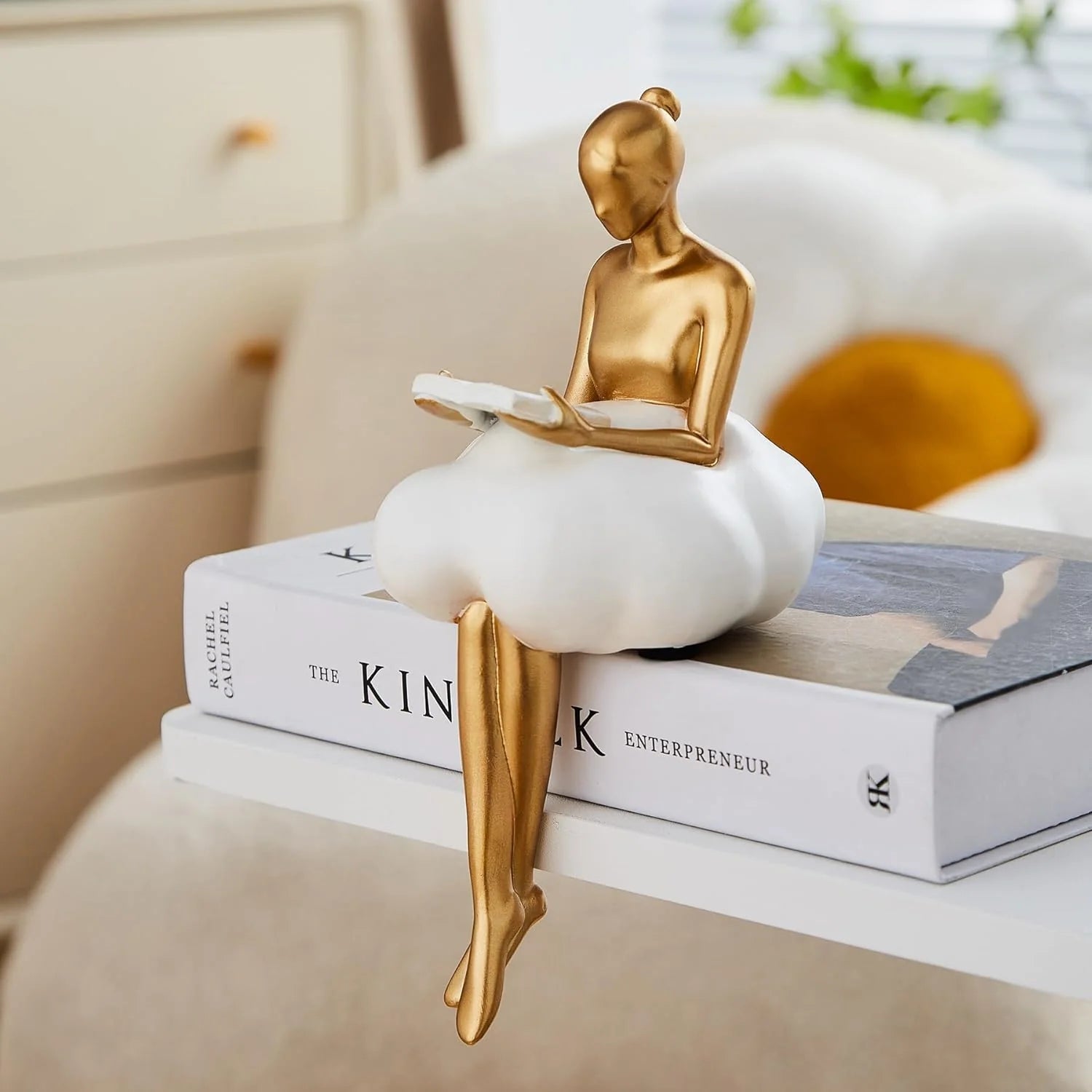 Lereks - Reading Woman on Cloud Sculpture - Resin Art Object