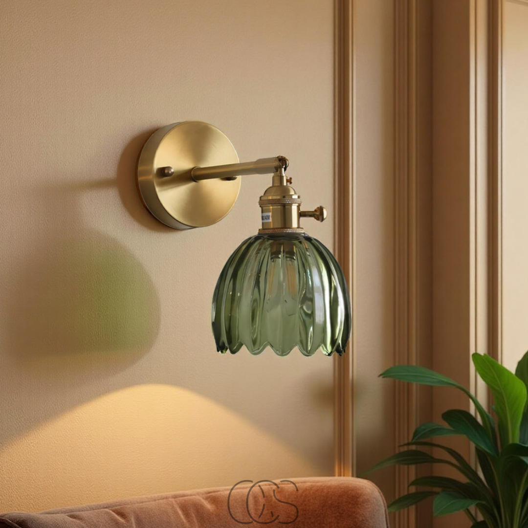 Lereks - Retro Wall Lamp with Glass Tulip Shade