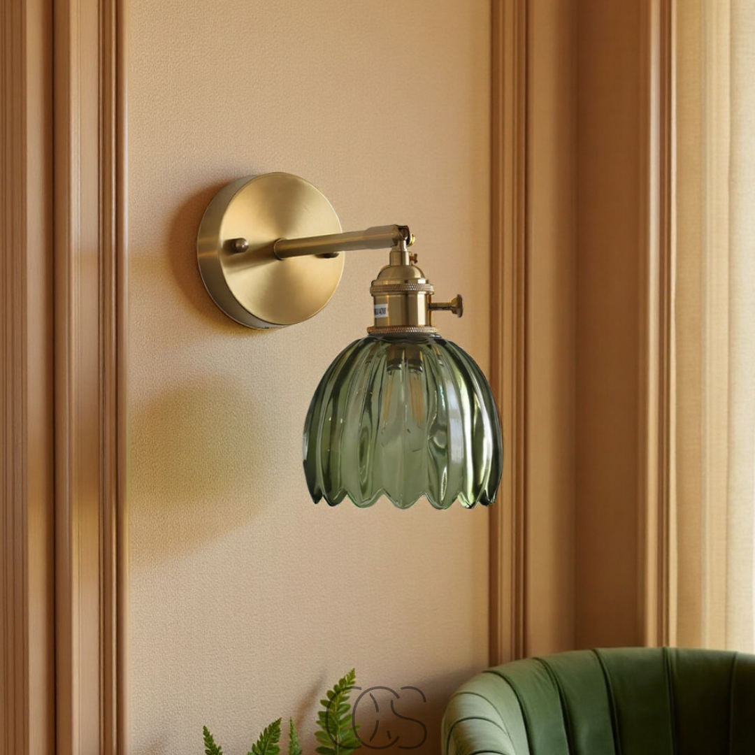 Lereks - Retro Wall Lamp with Glass Tulip Shade