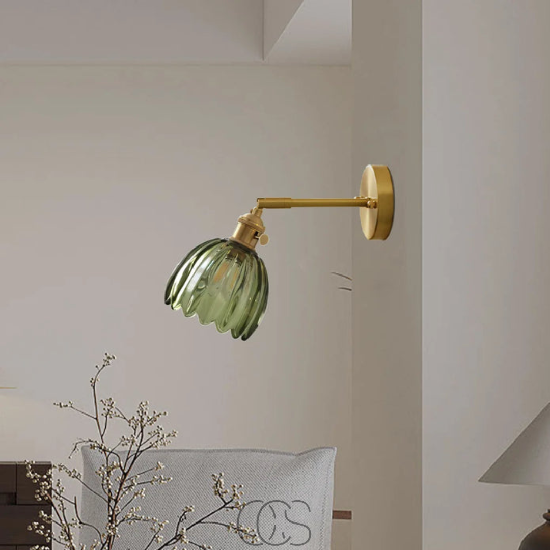 Lereks - Retro Wall Lamp with Glass Tulip Shade