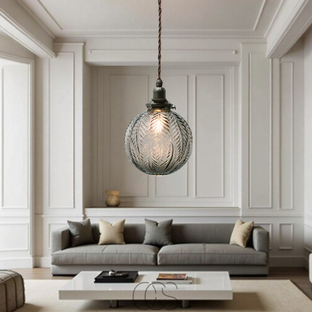Lereks - Round Pendant Lamp Glass - Smoke Color