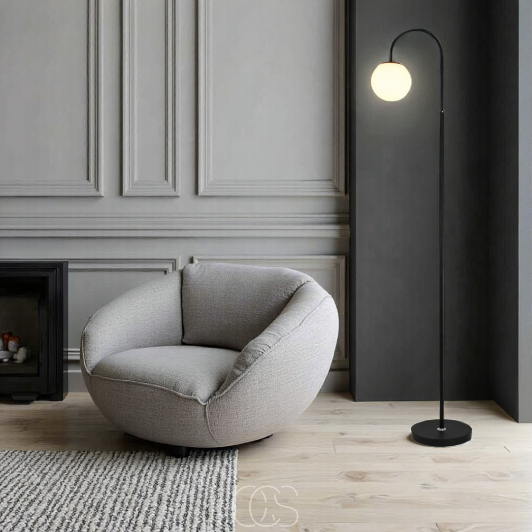 Lereks - Standing lamp with globe - Metal & Glass floor lamp