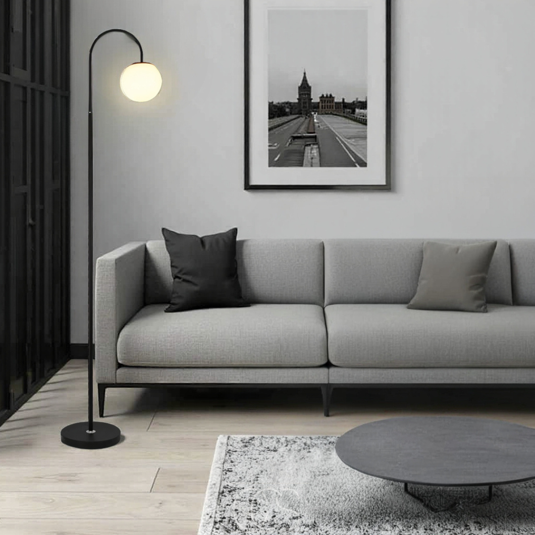 Lereks - Standing lamp with globe - Metal & Glass floor lamp