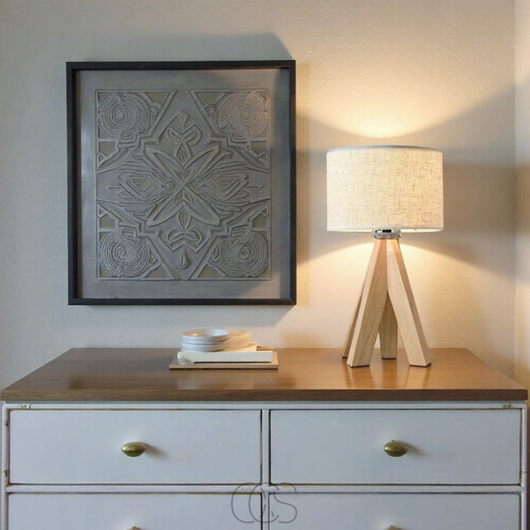 Lereks - Table Lamp - Natural Wood and Fabric Shade