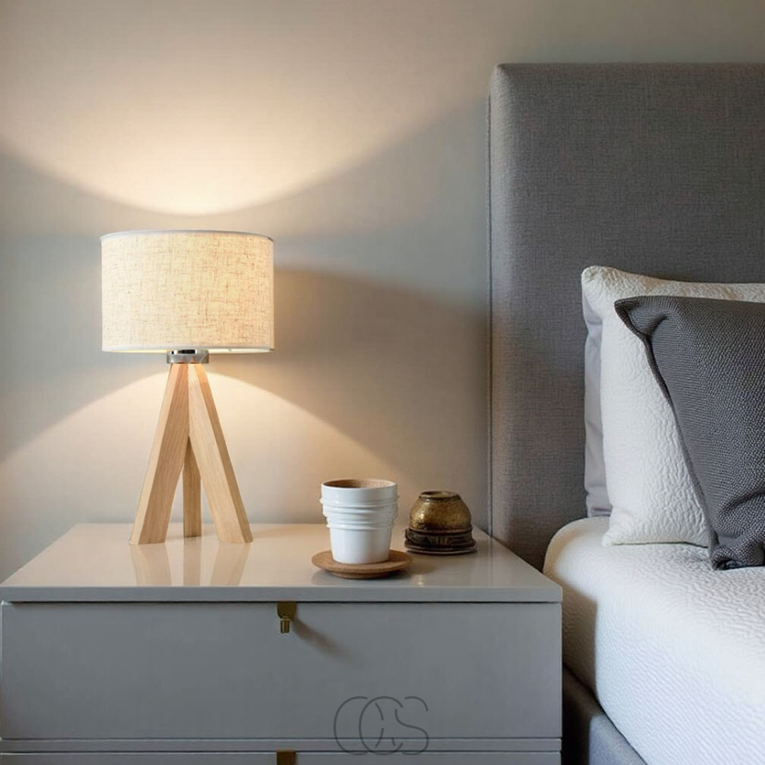 Lereks - Table Lamp - Natural Wood and Fabric Shade