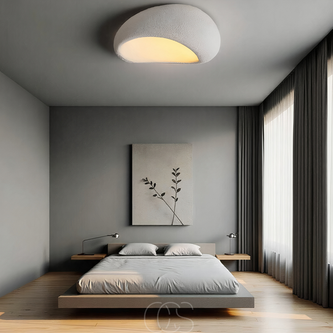 Lereks - Wabi-Sabi Fabric Ceiling Lamp - Polyform & Resin