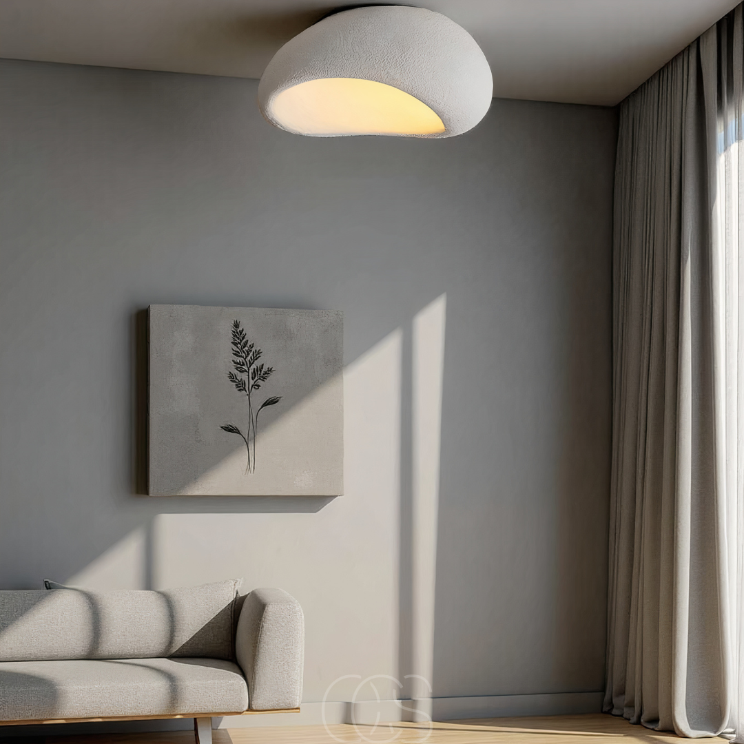 Lereks - Wabi-Sabi Fabric Ceiling Lamp - Polyform & Resin