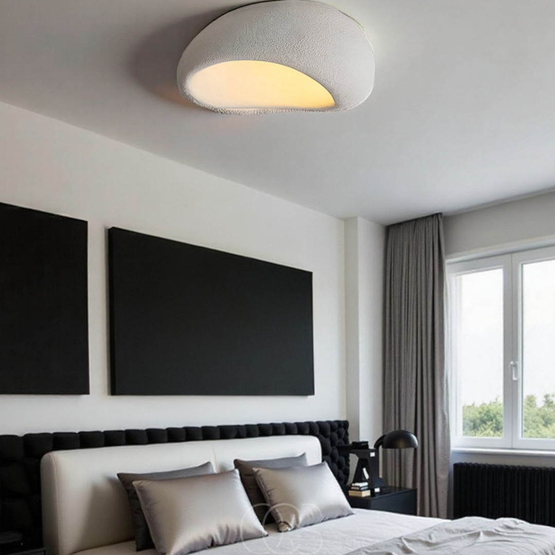 Lereks - Wabi-Sabi Fabric Ceiling Lamp - Polyform & Resin