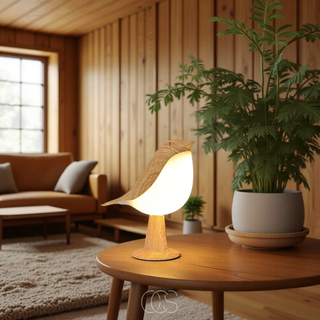 Lereks - Wooden Bird Lamp - Wireless Table Lamp with Warm Light