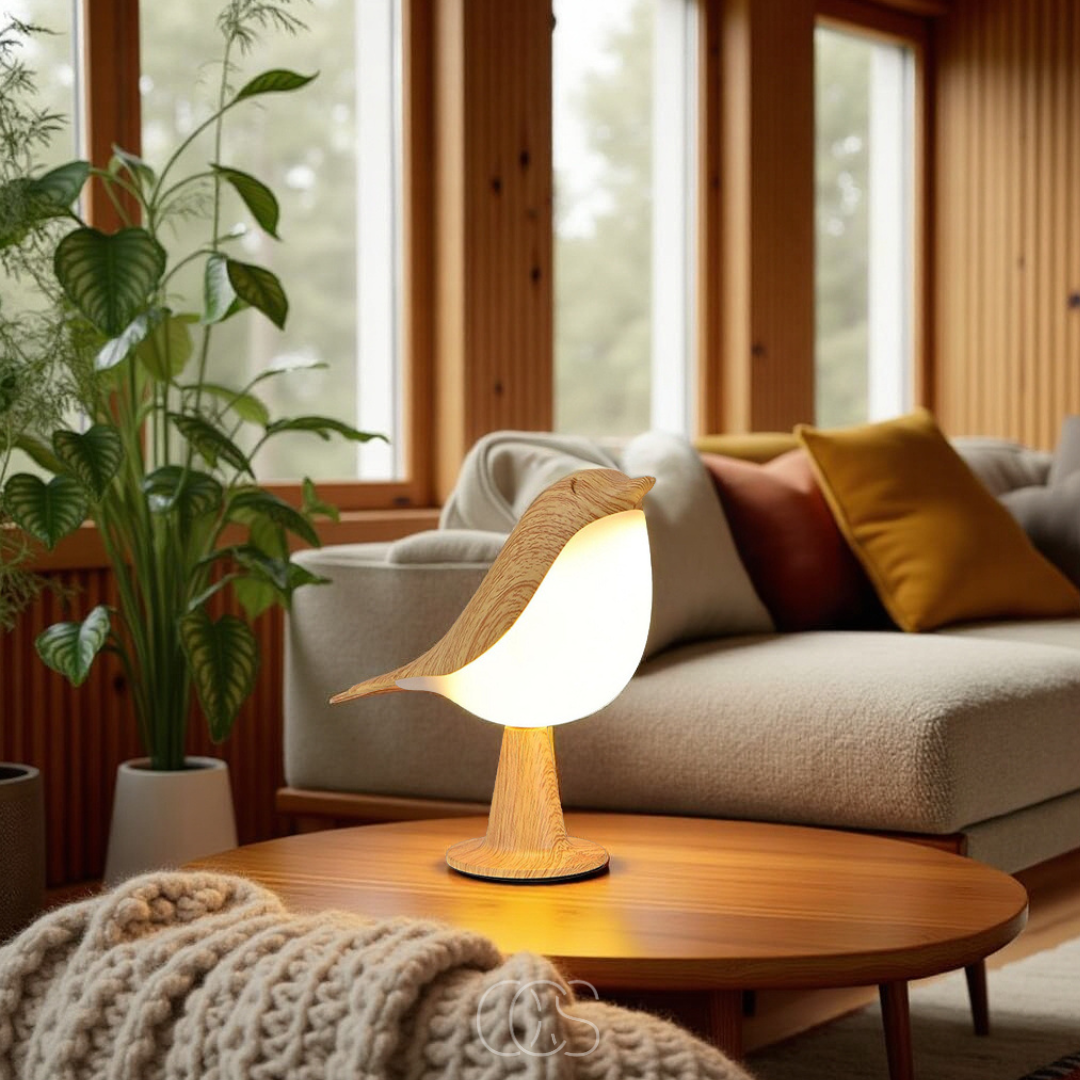 Lereks - Wooden Bird Lamp - Wireless Table Lamp with Warm Light