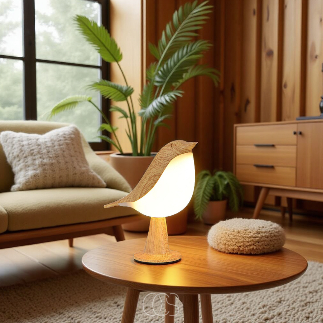 Lereks - Wooden Bird Lamp - Wireless Table Lamp with Warm Light