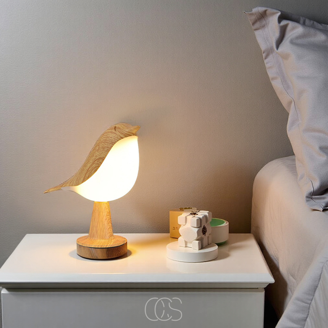 Lereks - Wooden Bird Lamp - Wireless Table Lamp with Warm Light