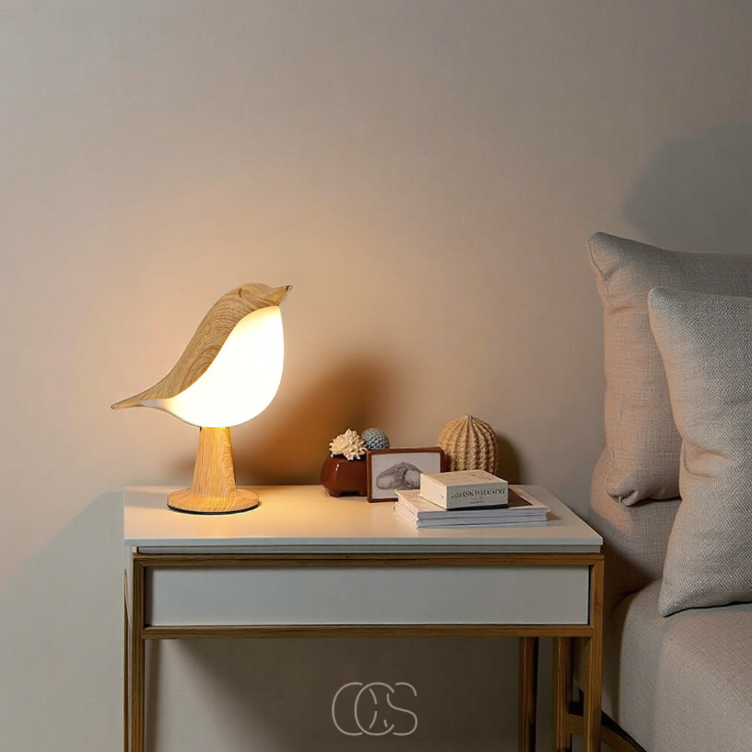 Lereks - Wooden Bird Lamp - Wireless Table Lamp with Warm Light
