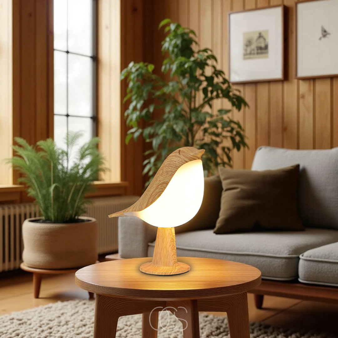 Lereks - Wooden Bird Lamp - Wireless Table Lamp with Warm Light