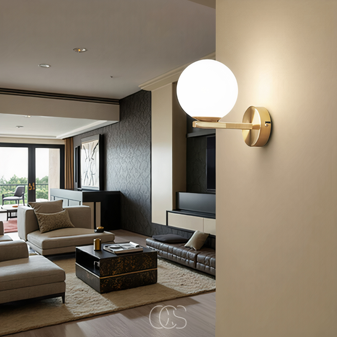 Lereks - wall lamp with white globe